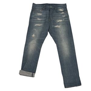 G-Star Raw First Classic Tapered Button Fly Distressed Jeans Size 33 x 32 Men’s